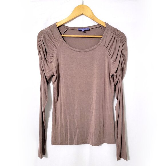 Vivienne Tam Womens Ruched Long Sleeve Cinched Top Size S Y2K Viscose Minimalist - Picture 1 of 11